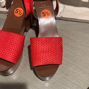 Tory Burch Vibrant Red Platform Sandals